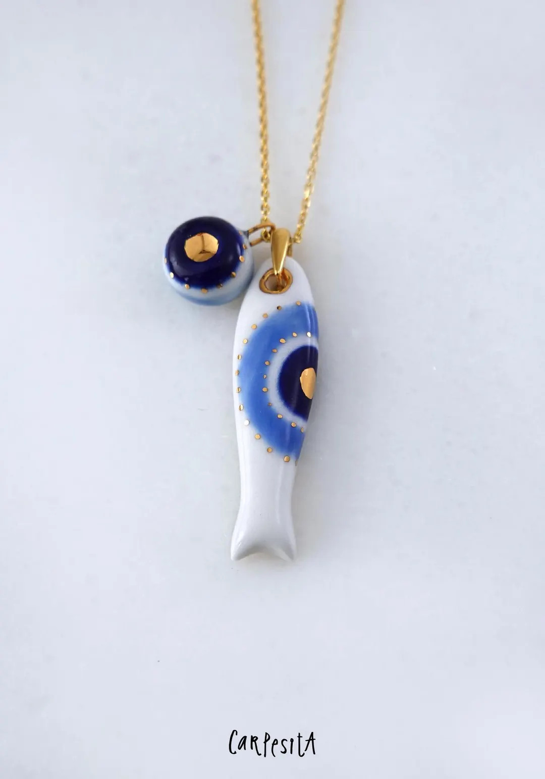 Porcelain Sardine Necklace, Blue Jewelry, Good Luck Charm - Etsy | Etsy (Global)