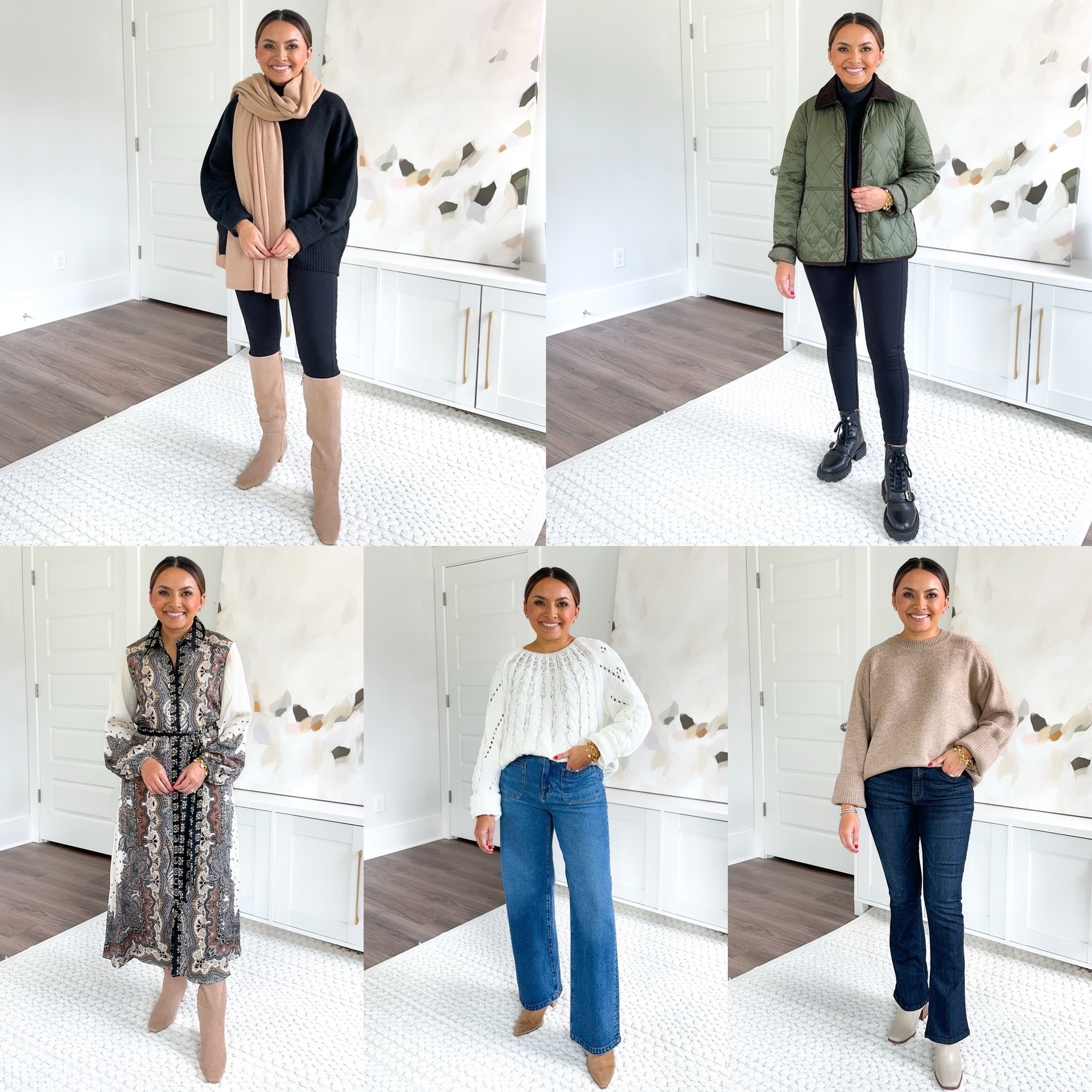 Black oversized sweater size XS TTS 
Black leggings size small petite TTS 
Tan boots size 5.5 TTS 

Green quilted jacket size 4 TTS 
Black oversized sweater size XS TTS 
Black leggings size small petite TTS 
Combat boots gold buckle size 5.5 TTS

Black multi long sleeve dress size 2 TTS 
Tan boots size 5.5 TTS 

White cable knit sweater size XS TTS
Vintage patch pocket wide leg jeans size 26 TTS I recommend a low heel or platform sneaker! 
Camel booties size 6 - sized up half a size 

Taupe crewneck sweater size XS TTS
Bootcut jeans size 2 Petite TTS - I can wear with flats
White booties size 5.5 TTS

NORDSTROM SALE 
NSALE 
Airport outfit 
Teacher outfits
Fall outfits  
Boots 

Honey Sweet Petite 
Honeysweetpetite

#LTKStyleTip #LTKxNSale #LTKSaleAlert