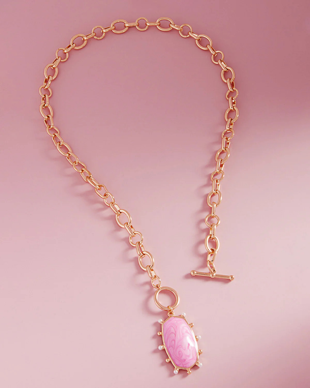Pink Oval Pendant Toggle Necklace | Kaleidoscope Living