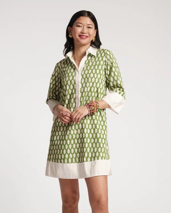 Tracey Mini Dress - Loop Print Green | Frances Valentine