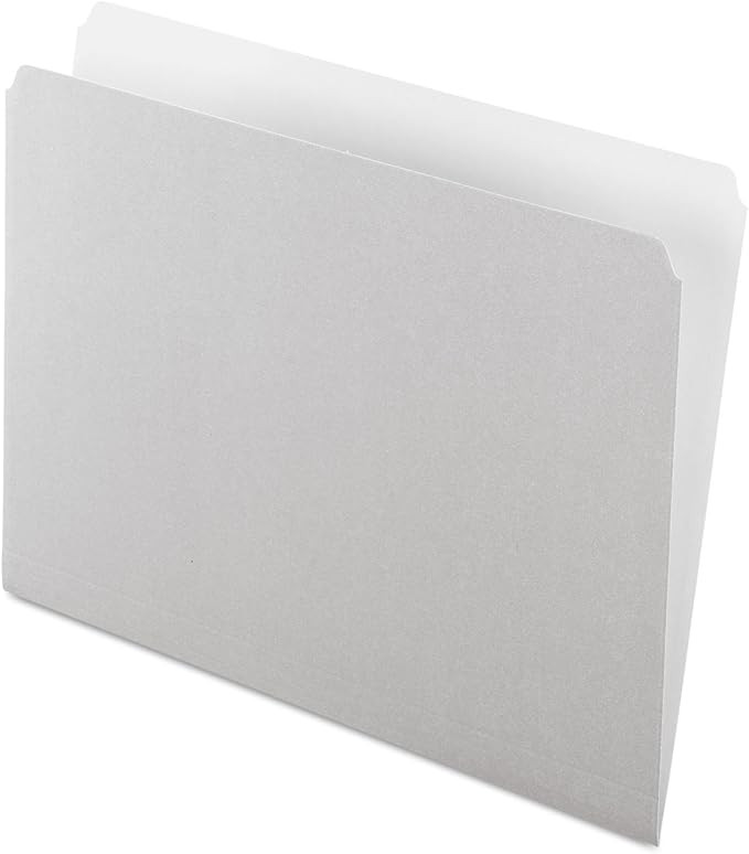 Pendaflex 152GRA Colored File Folders, Straight Cut, Top Tab, Letter, Gray/Light Gray (Box of 100... | Amazon (US)