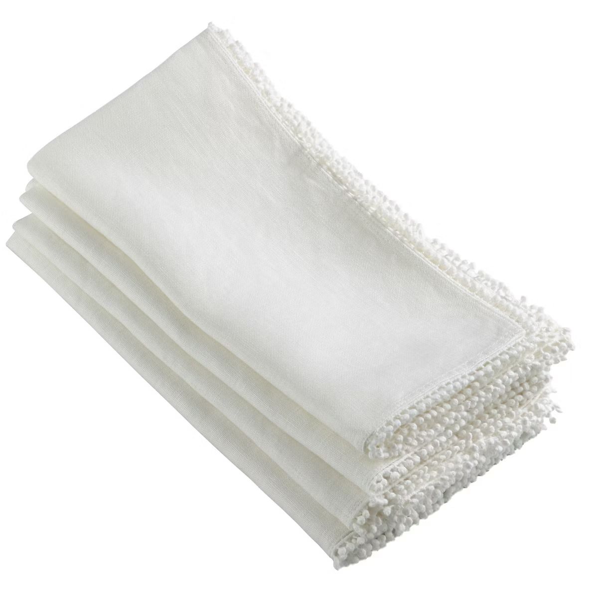 4pk Ivory PomPom Design Napkin 20" - Saro Lifestyle | Target