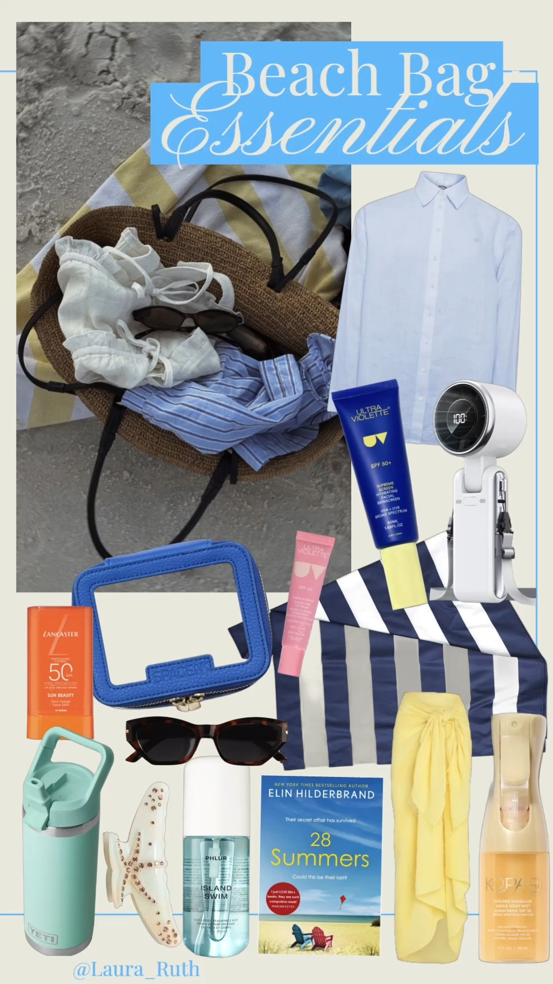 These are the beach essentials I always take with me. From SPF and an oversized linen shirt to a beach towel, water bottle, sunglasses, claw clip, and my current beach read, these are the staples I never leave home without. Perfect for pool days, beach days, and travel days. 🌊🐚 vacation outfits beach, summer outfits, beach bag essentials,  

 #LTKuk #LTKsummer #LTKtravel