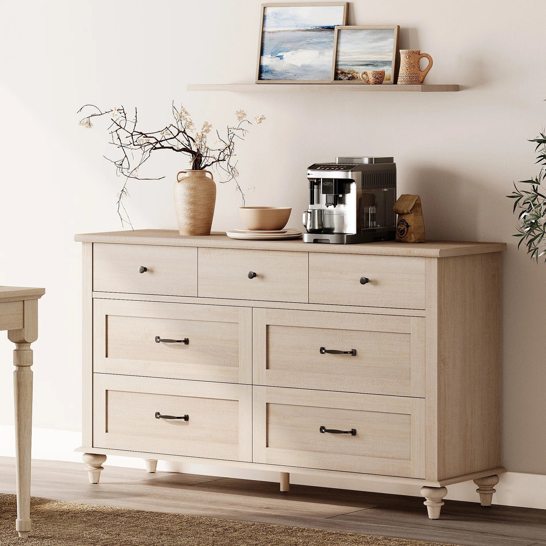 Scarlett Dresser With 7 Drawers For Bedroom, Mid Century Wooden Dresser | Wayfair North America