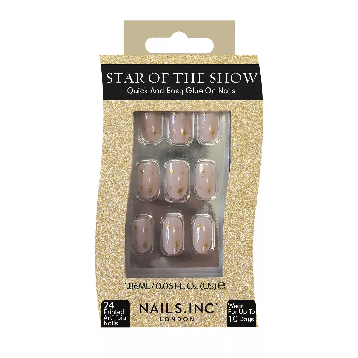 Nails Inc. Fake Nails - Star of the Show Gold Star - 24ct | Target