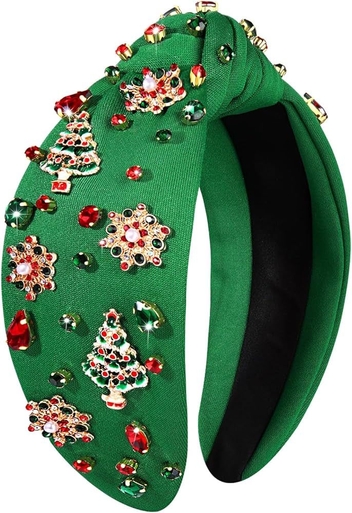 Christmas Headband for Women Holiday Christmas Accessories Beaded Xmas Bow Tree Snowflake HOHOHO ... | Amazon (US)