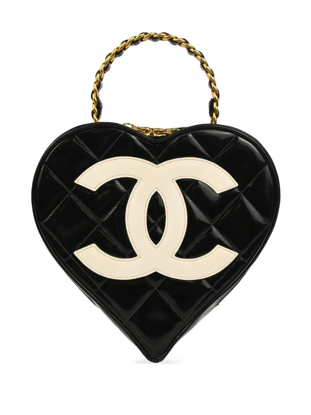 CHANEL Pre-Owned 1995 heart Vanity handbag - Black | Farfetch Global