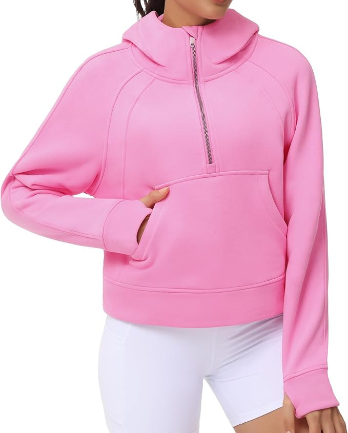 THE GYM PEOPLE Womens' Hoodies Half Zip Long Sleeve Fleece Crop Pullover Sweatshirts with Pockets... | Amazon (US)
