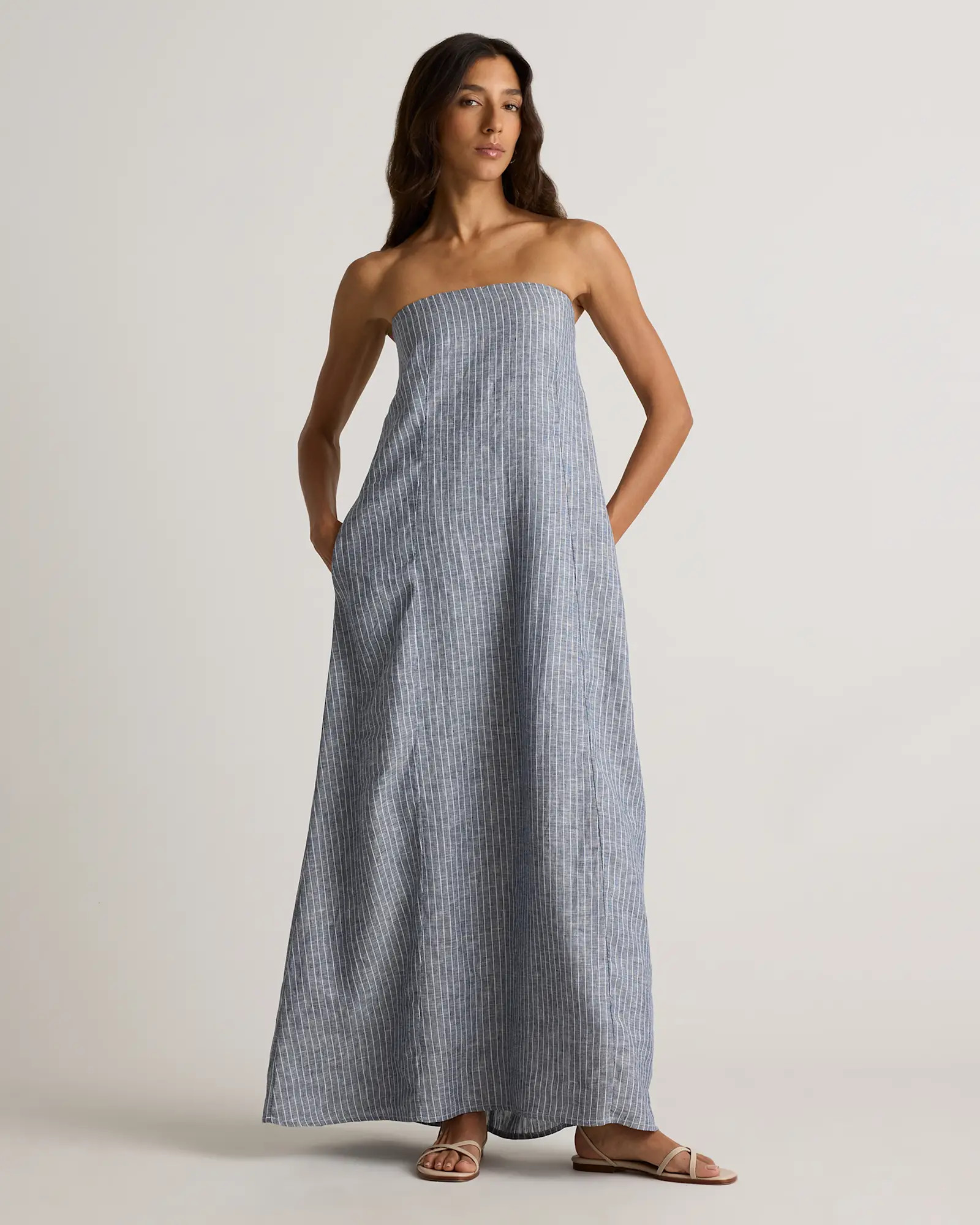 100% European Linen Strapless Maxi Dress | Quince