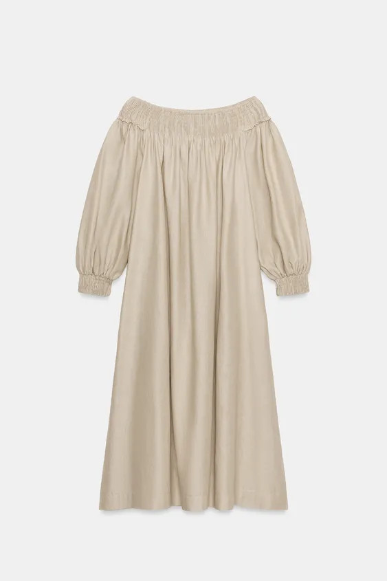 ZW COLLECTION LINEN BLEND MIDI DRESS | Zara US