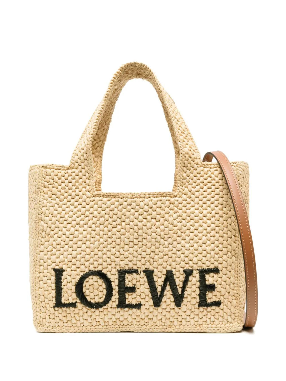 LOEWE logo-embroidered raffia tote bag - Neutrals | Farfetch Global