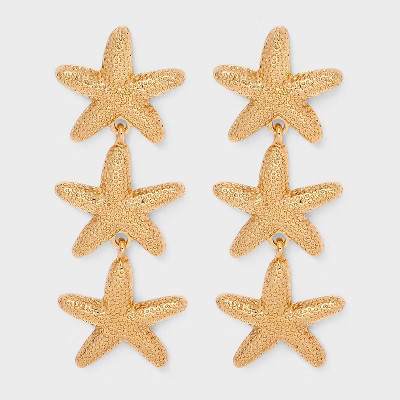 Starfish Linear Triple Drop Earrings - A New Day™ Gold | Target