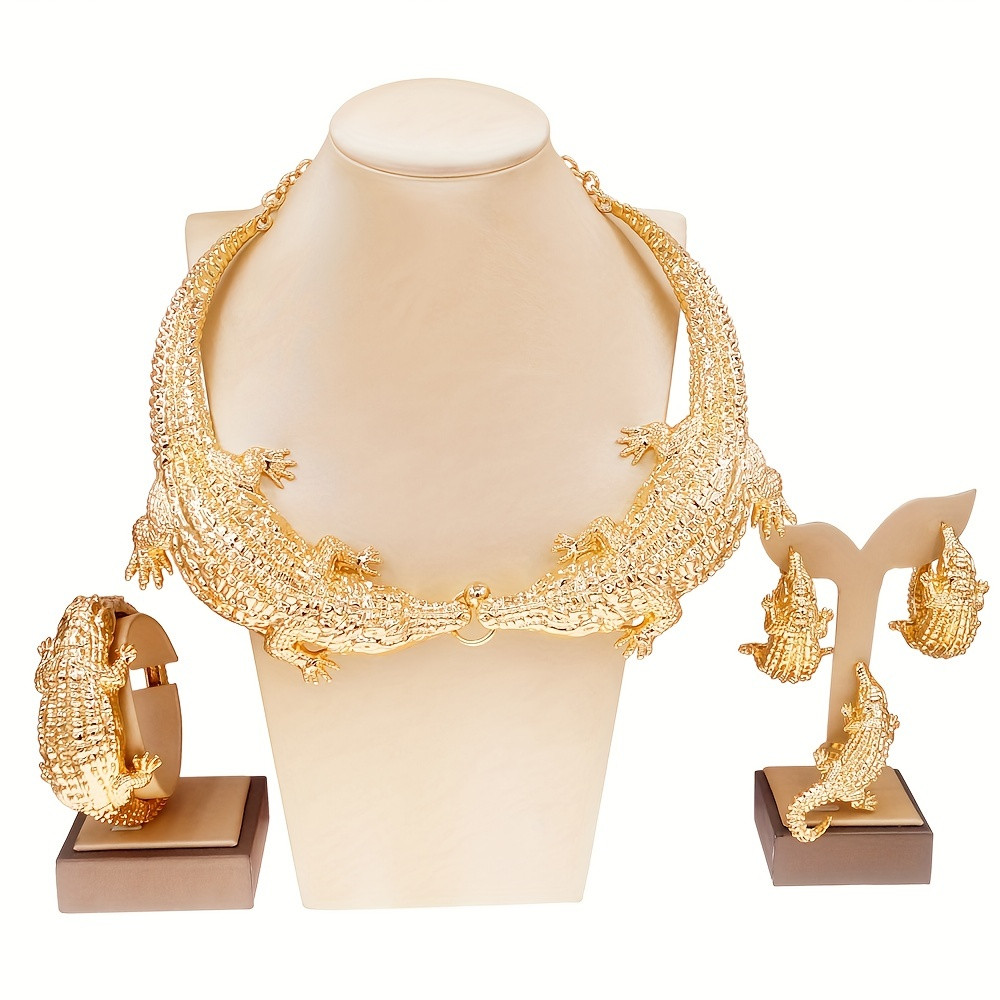Plated Crocodile Necklace Earrings Ring Animal - Temu | Temu Affiliate Program