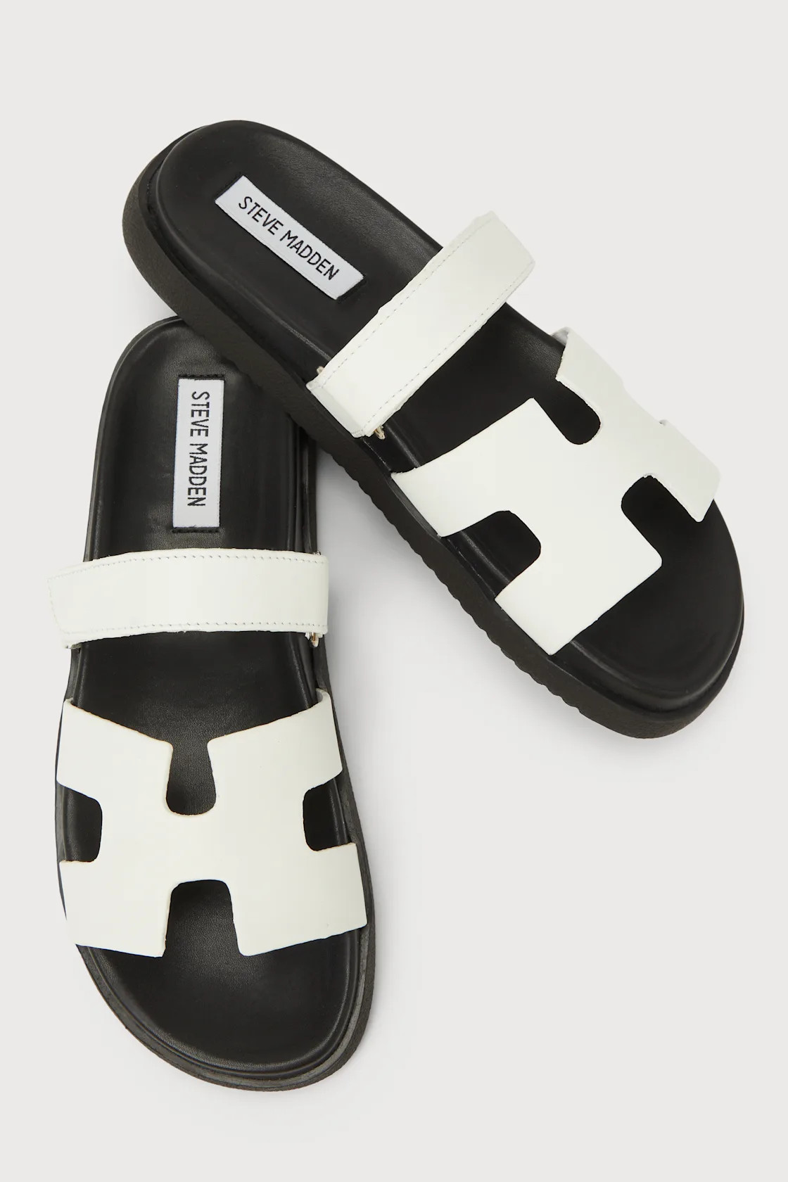 Mayven White and Black Color Block Flatform Slide Sandals | Lulus (US)