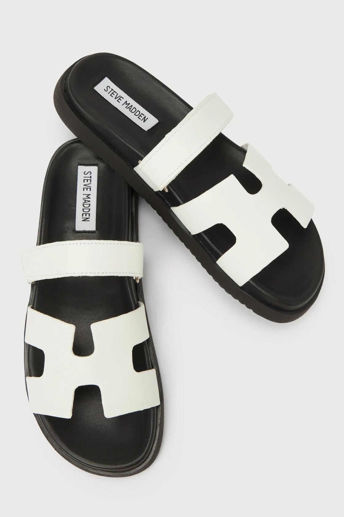 Mayven White and Black Color Block Flatform Slide Sandals | Lulus (US)