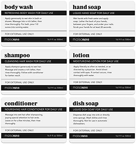 Waterproof Labels for Dispenser Bottles - 3.6"x2.8" Apothecary Stickers - Vintage Farmhouse Peel ... | Amazon (US)