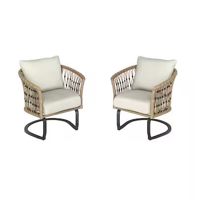 Style Selections Avery Station Set of 2 Woven Dark Brown Metal Frame Conversation Chair(s) with O... | Lowe's