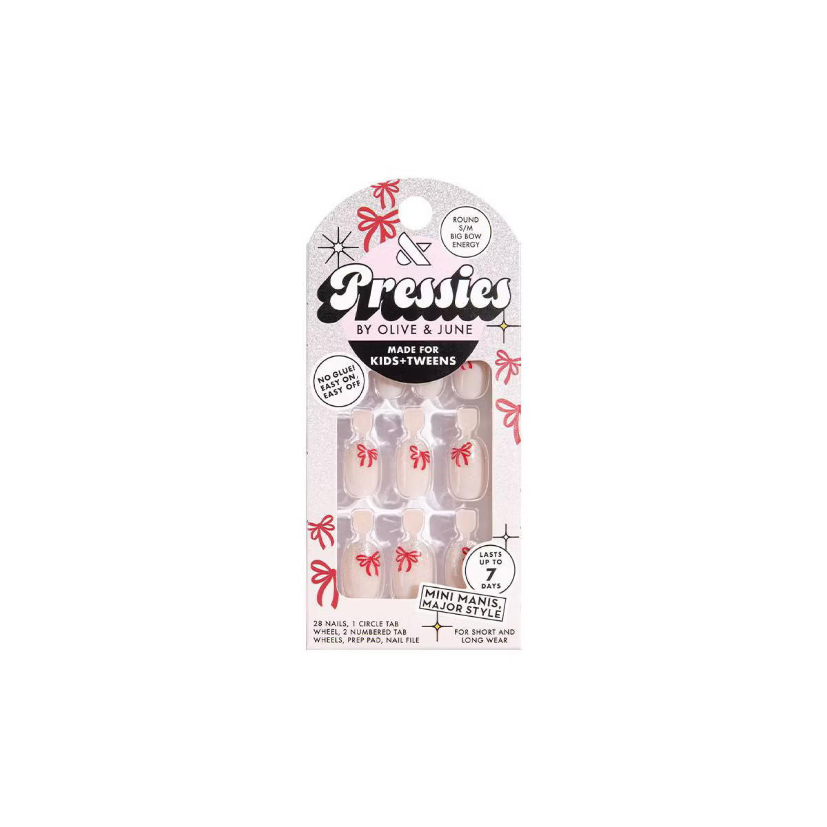 Olive & June Pressies Fake Nails - S Round - Big Bow Energy - 28ct | Target