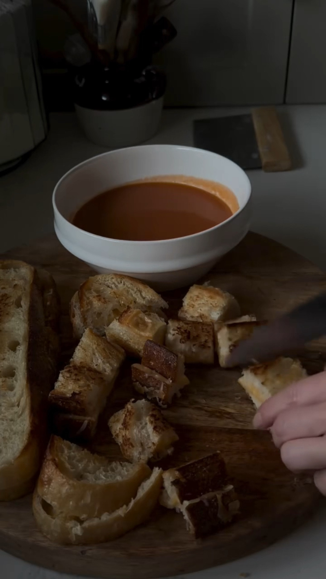 Easy weeknight dinner idea that feels cozy and comforting. Tomato soup with grilled cheese croutons is one of my favorites, especially when it starts with the Trader Joe’s boxed tomato soup. I just heat it up on the stove with a little salt and pepper and call it done. Grilled cheese made with fresh homemade sourdough, cooked low and slow in butter until perfectly golden, is the best for dunking. Simple, classic, and always a win.

Keywords: easy dinner, comfort food, tomato soup, grilled cheese, sourdough bread, Trader Joe’s, cozy meals, weeknight dinner


#LTKmomlife #LTKfoodie #LTKSeasonal