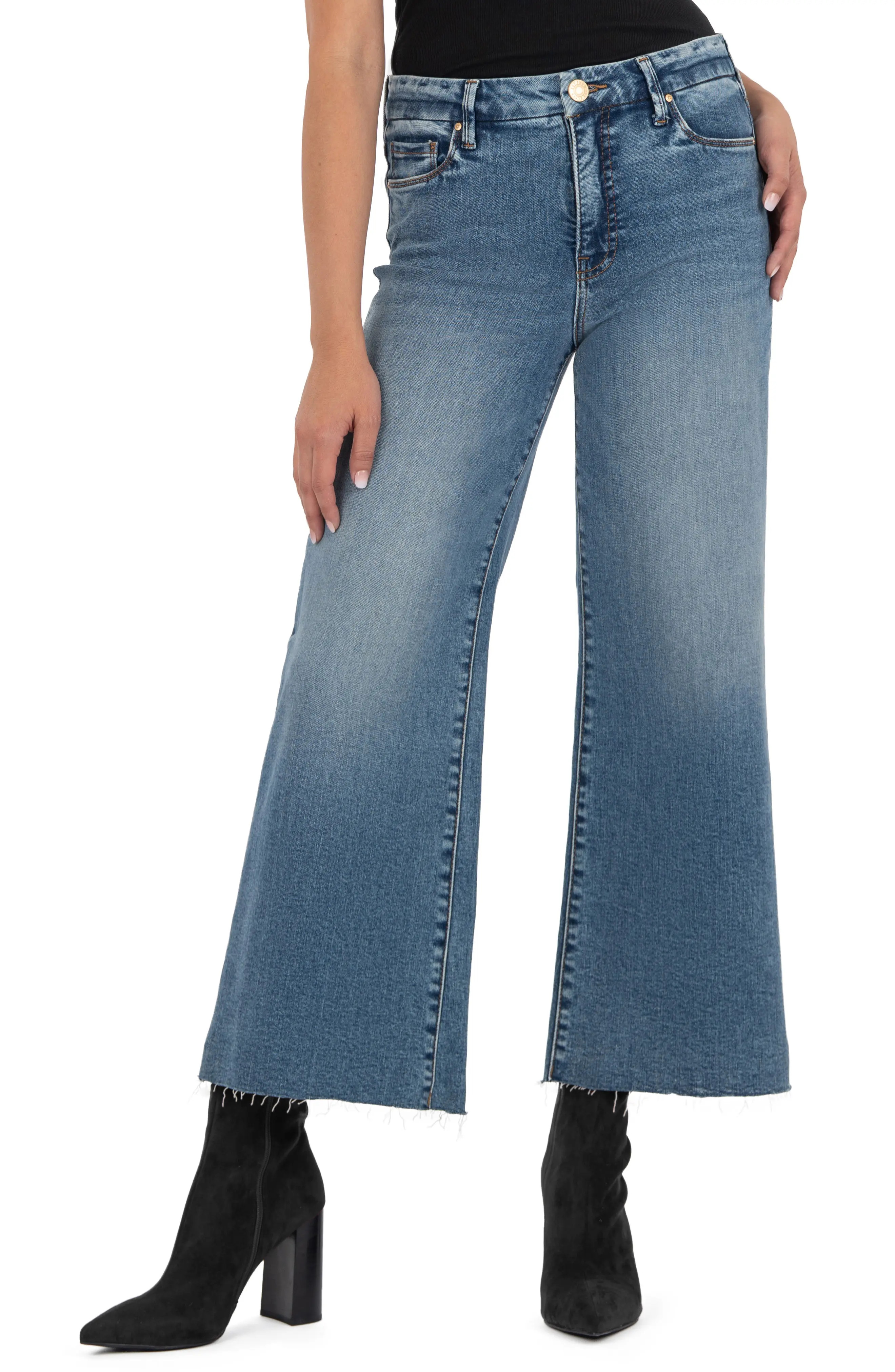 KUT from the Kloth Meg Raw Hem Ankle Wide Leg Jeans (Women) | Nordstromrack | Nordstrom Rack