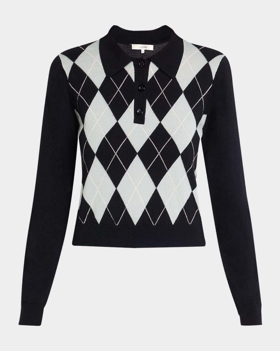 FRAME The Argyle Polo Sweater | Neiman Marcus