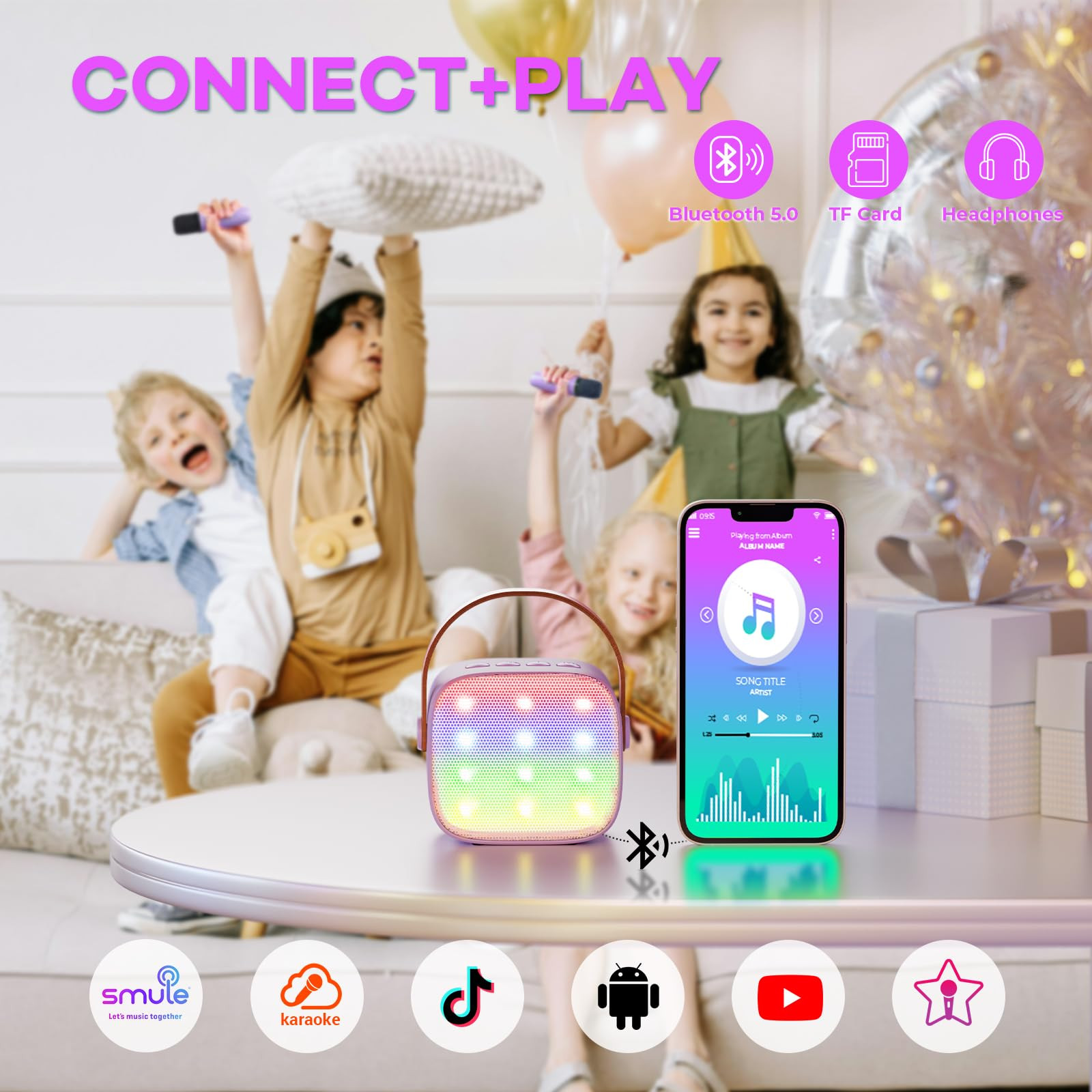 Mini Karaoke Machine with 2 Wireless Microphones, TOP Kids Gifts for Girls Ages 3, 4, 5, 6, 7, 8,... | Amazon (US)
