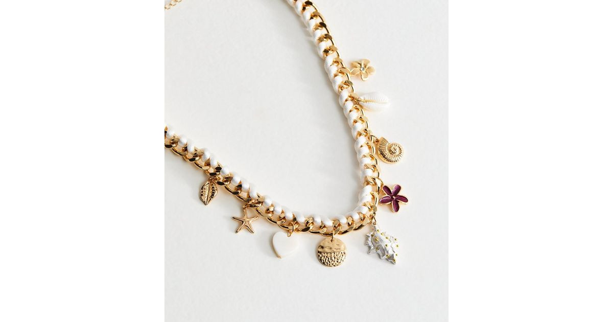 Gold Tone Rope Chain Costal Charm Necklace | New Look | New Look (UK)