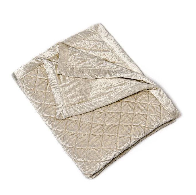 Simona Rayon Velvet Quilt - Oyster | Outrageous Interiors + Design