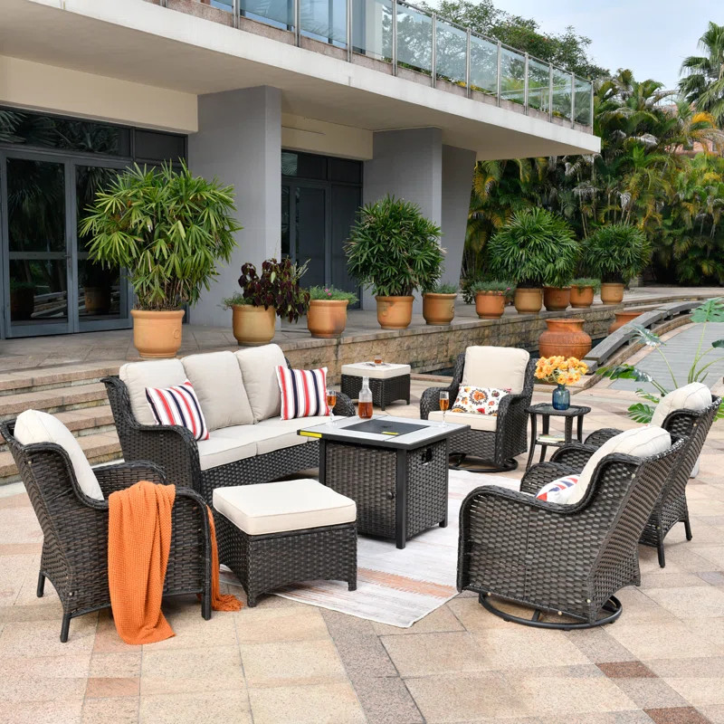 Alicia-May Polyethylene (PE) Wicker 7 - Person Seating Group with Cushions | Wayfair North America