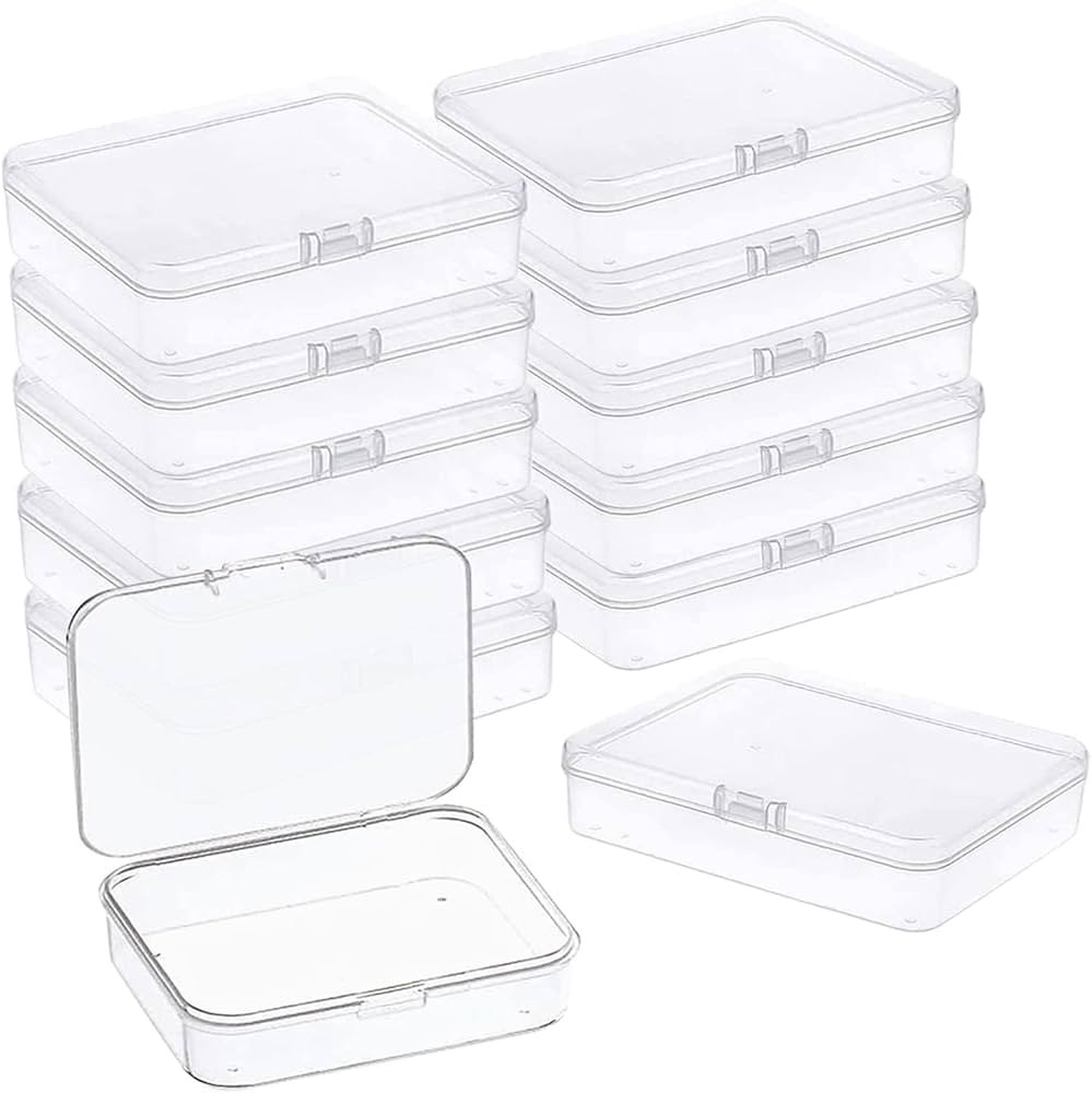 6 Pcs Mini Plastic Storage Containers Box with Lid, 4.5x3.4 Inches Clear Rectangle Box for Collec... | Amazon (US)