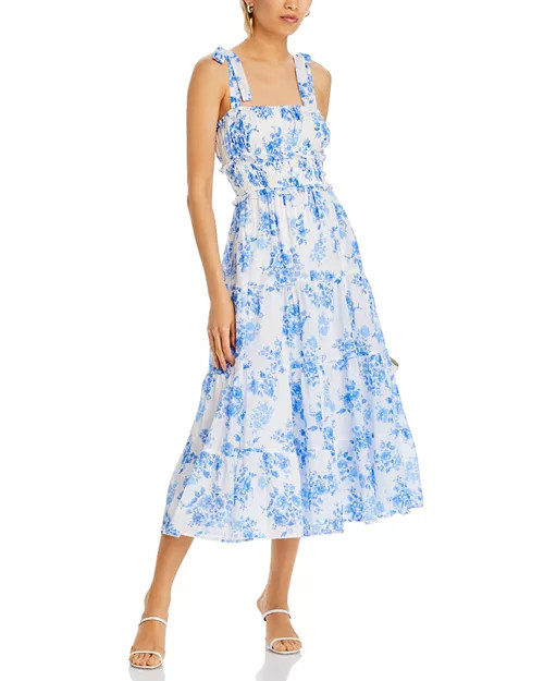 AQUA Floral Tie Strap Midi Dress - Exclusive  | Bloomingdale's Women All Women | Bloomingdale's (US)