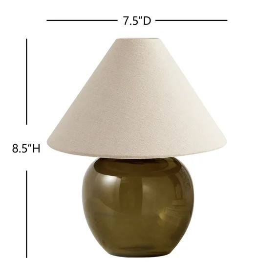 Better Homes & Gardens 8.5" Green Glass Rechargeable LED Portable Lamp with Dimmable Touch Sensor | Walmart (US)