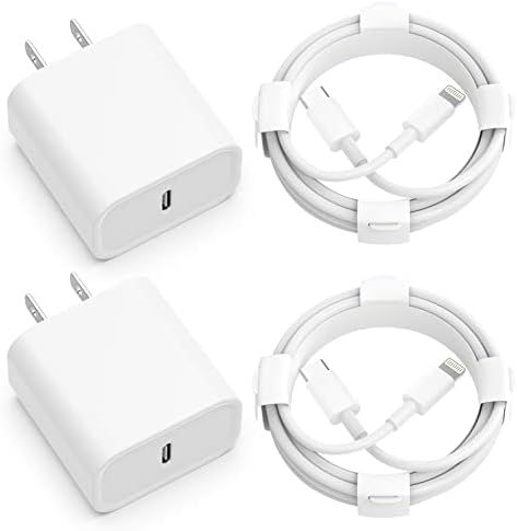 iPhone 14 13 12 Fast Charger【Apple MFi Certified】 20W PD USB C Wall Charger 2-Pack 6FT Cable ... | Amazon (US)