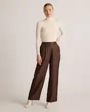 100% Silk Twill Trouser in Hot Fudge | Quince