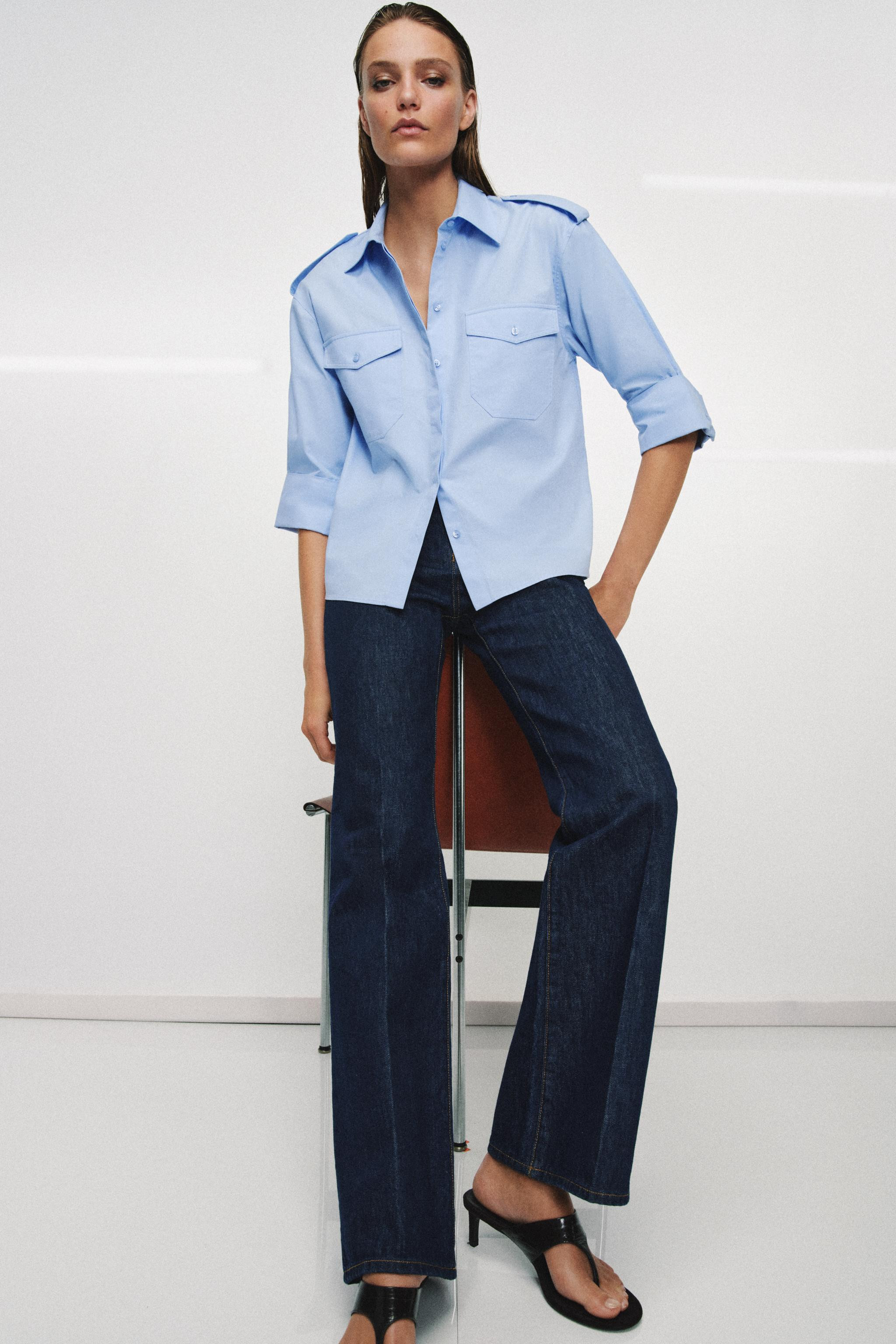 POPLIN SHIRT WITH POCKETS ZW COLLECTION | Zara US