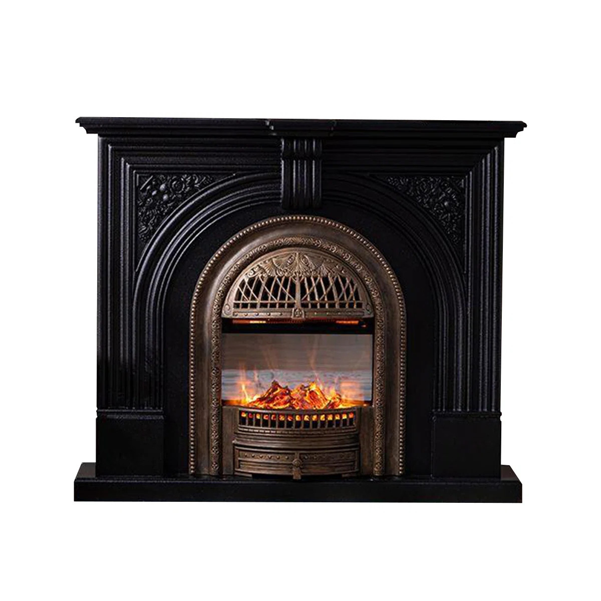 Black Solid Wood Freestanding Fireplace | Wayfair North America