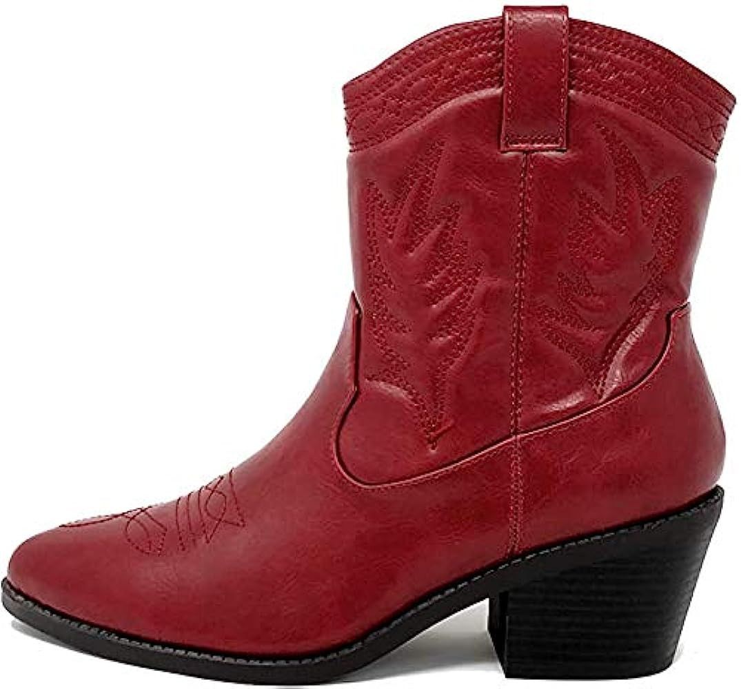 Soda Picotee Women Western Cowboy Cowgirl Stitched Ankle Boots | Amazon (US)