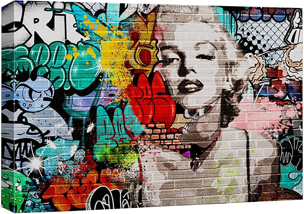 SIGNWIN Canvas Print Wall Art 1960s Retro Actress Graffiti Street Art Portrait Celebrities & Holl... | Amazon (US)