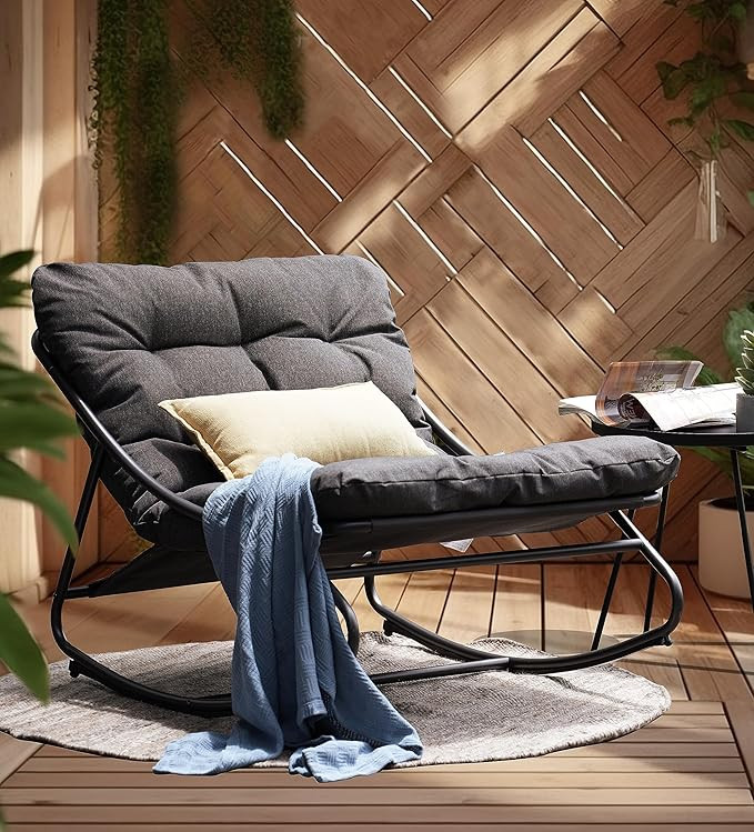 Grand patio Rocking Chair Outdoor & Indoor, Metal Patio Lounge Rocking Chair with Thick Cushion, ... | Amazon (US)