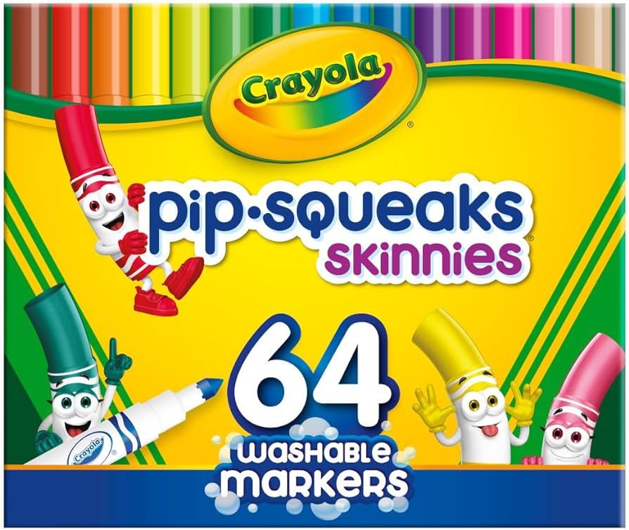 Crayola Pip-Squeaks Skinnies Washable Markers (64ct), Mini Markers for Kids, Coloring Markers, Cr... | Amazon (US)
