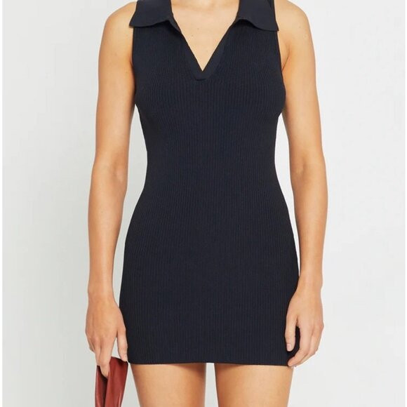 Aritzia Babaton Sculpt Knit Polo Dress – Black, XS | Poshmark