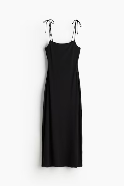 H & M - Tie-shoulder-strap Midi Dress - Black | H&M (US + CA)