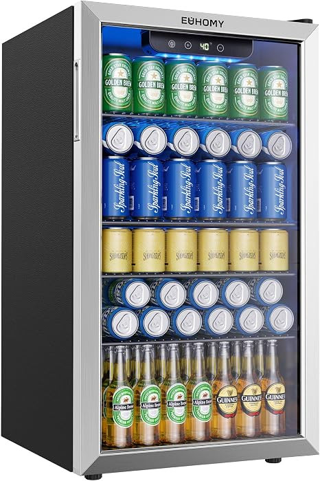 EUHOMY Mini Fridge 130 Can Beverage Refrigerator Cooler Glass Door for Soda Wine Beer, Beverage C... | Amazon (US)
