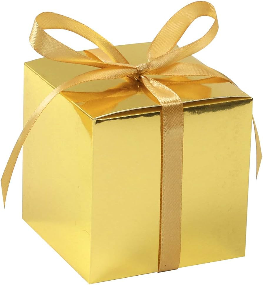 COTOPHER 60pcs Wedding Favor Boxes, Paper Gift Boxes 3x3x3 Inches Small Gift Boxes with Ribbons S... | Amazon (US)
