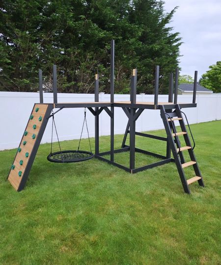 Working on Reece’s swing set for the backyard! 
•
#swingset #slide #playset #babyboy 

#LTKFamily #LTKKids #LTKBaby