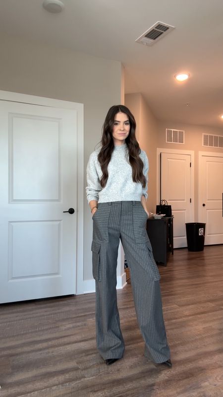 workwear outfit inspo, work outfit, work style, slacks, cargo pants, work outfit ideas, corporate outfit, cropped sweater, office looks, office style, work pants, gray outfit, fall outfit, fall style, winter style, winter outfit 

#LTKworkwear #LTKstyletip #LTKSeasonal