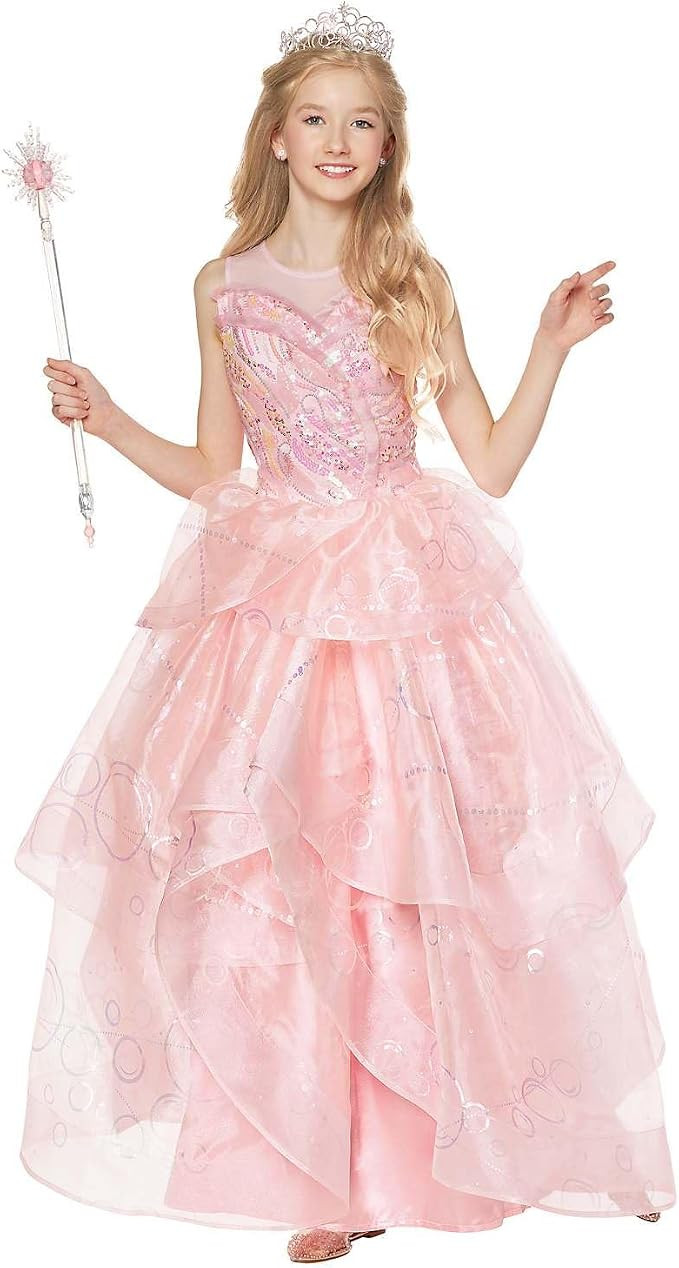 Spirit Halloween Wicked Kids Glinda Costume Deluxe, Officially Licensed | Amazon (US)
