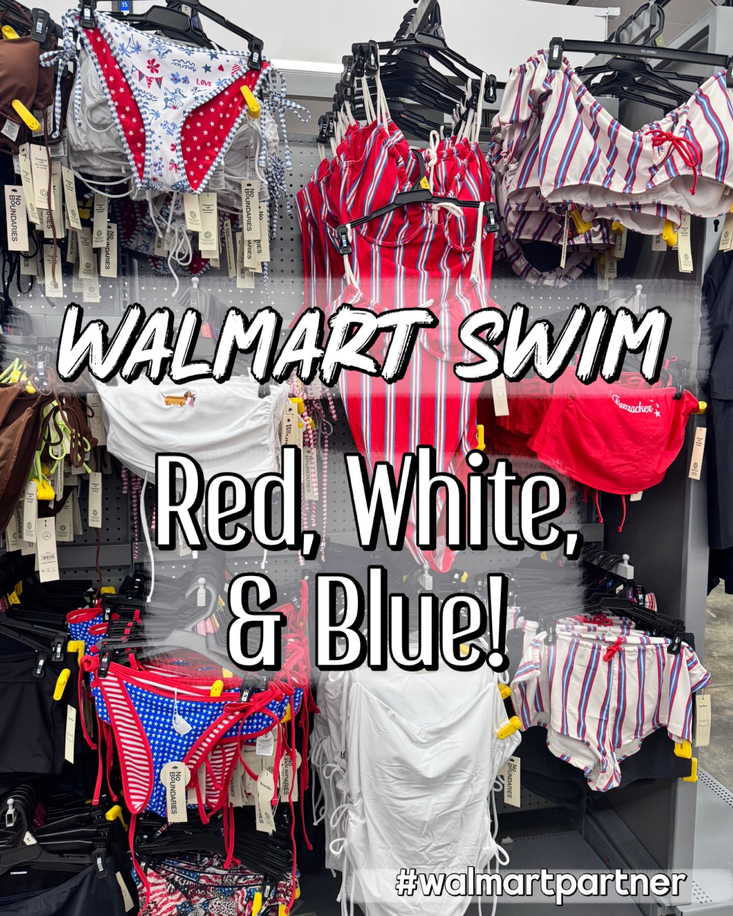 Walmart No Boundaries red white and blue swim 