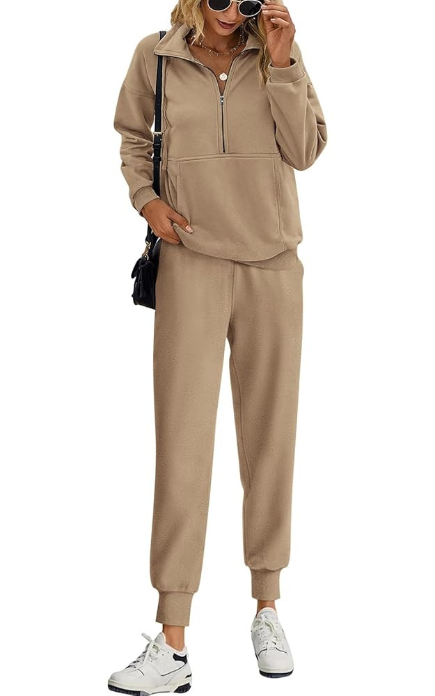 PRETTYGARDEN Long Sleeve Half Zip Sweatsuits Women 2 Piece Outfit Fall 2025 Casual Sweatshirt Swe... | Amazon (US)