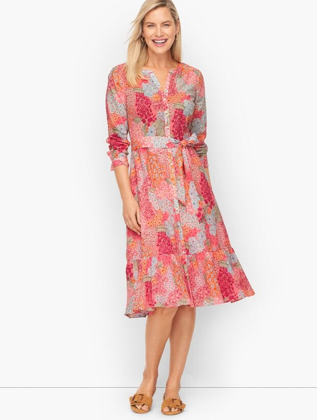 Belted Shirtdress - Clustered Garden | Talbots